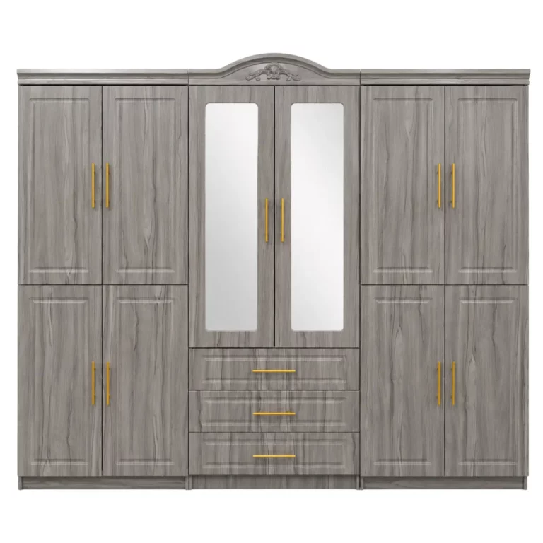 10 Door Wardrobe 3 Piece Set with Mirrors, Perilla, MW9106C