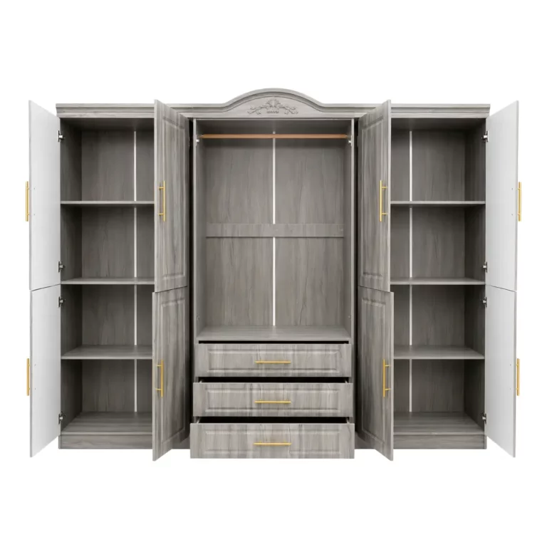 10 Door Wardrobe 3 Piece Set with Mirrors, Perilla, MW9106C