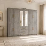 10 Door Wardrobe 3 Piece Set with Mirrors, Perilla, MW9106C