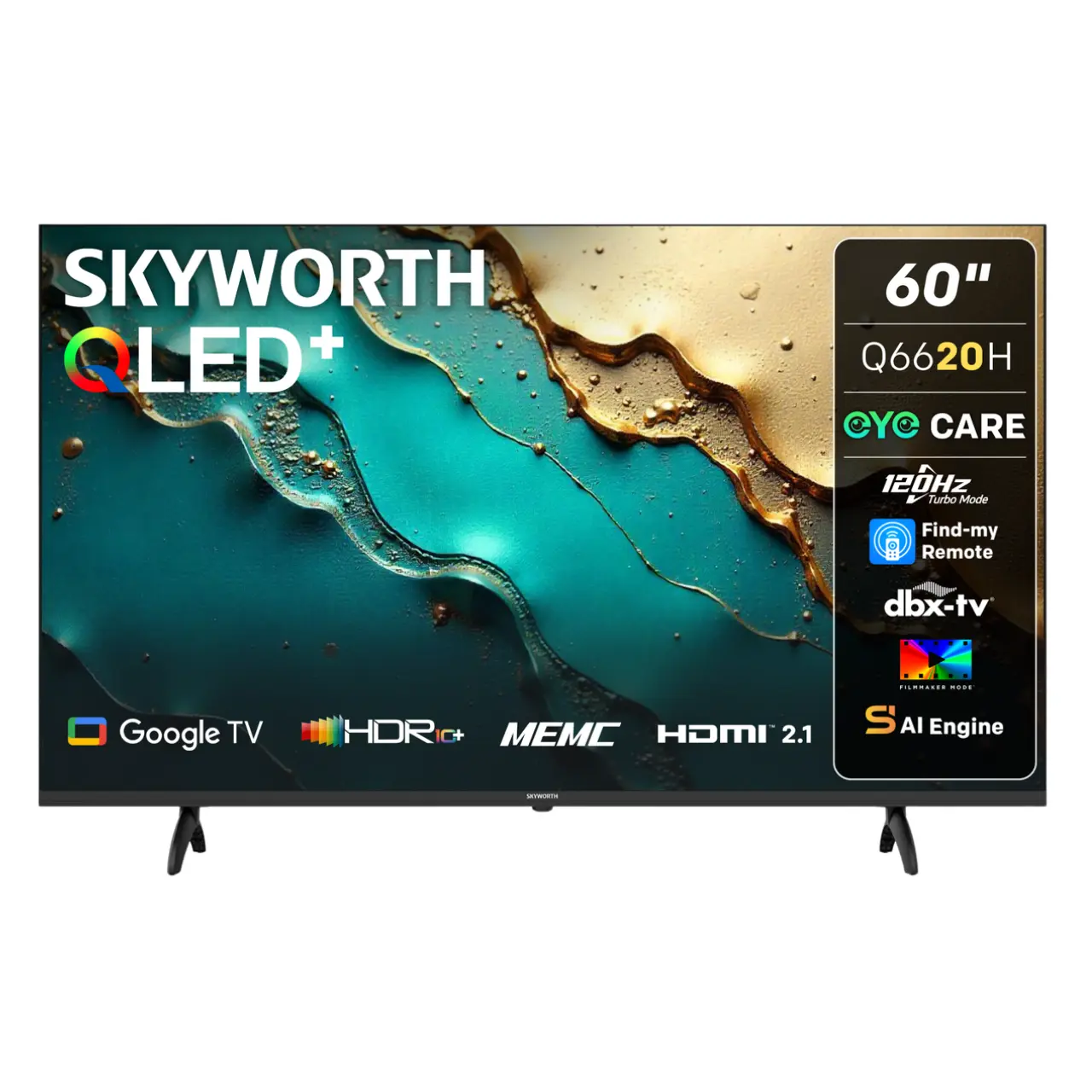 60Q6620H Skyworth 60-Inch QLED+ 4K Google TV, 60Q6620H