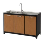 Metal 3 Door Base Sink, Black and Walnut, MW360SINKB