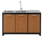 Metal 3 Door Base Sink, Black and Walnut, MW360SINKB