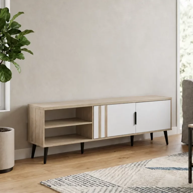 Plasma TV Stand, Natural Oak and White, MWPLS3
