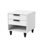 Modern White Two-Drawer Nightstand with Open Shelf, MW338