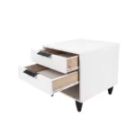 Modern White Two-Drawer Nightstand with Open Shelf, MW338