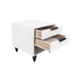 Modern White Two-Drawer Nightstand with Open Shelf, MW338