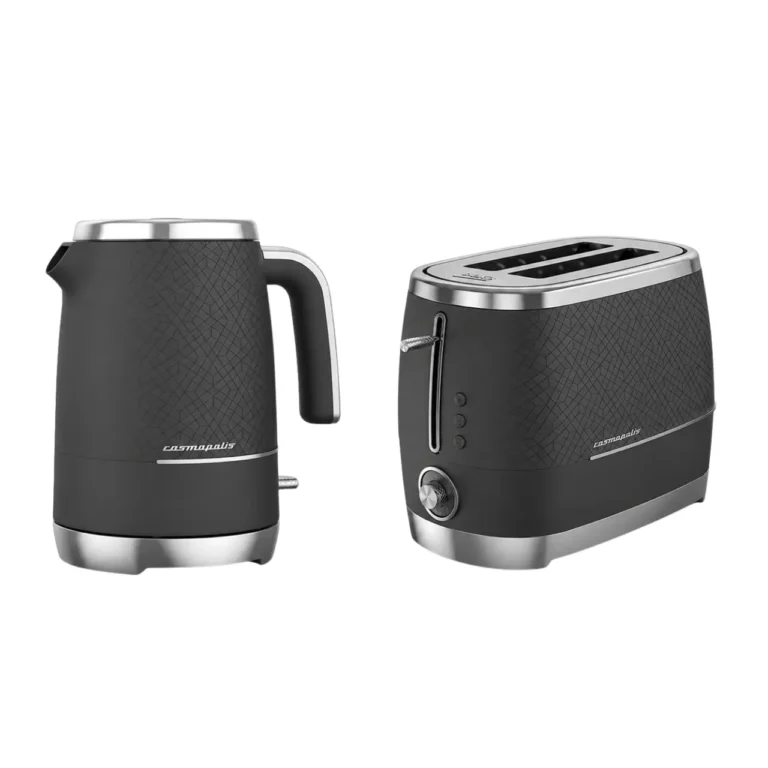Cosmopolis Bullet Kettle and 2-Slice Toaster Combo, Black/Chrome, WKM8306B + TAM8202B