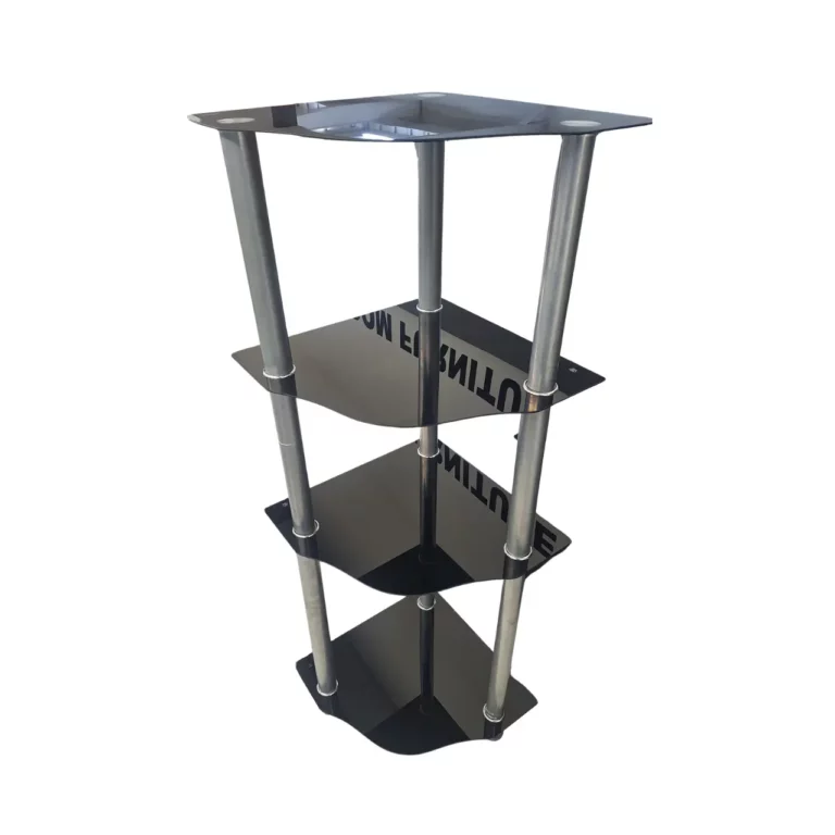 Glass TV Stand, Black and Silver, MWTV50