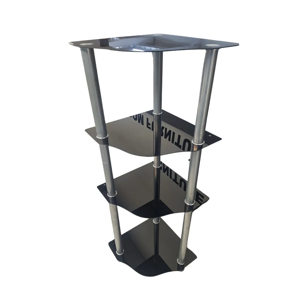 MWTV50 Glass TV Stand, Black and Silver, MWTV50