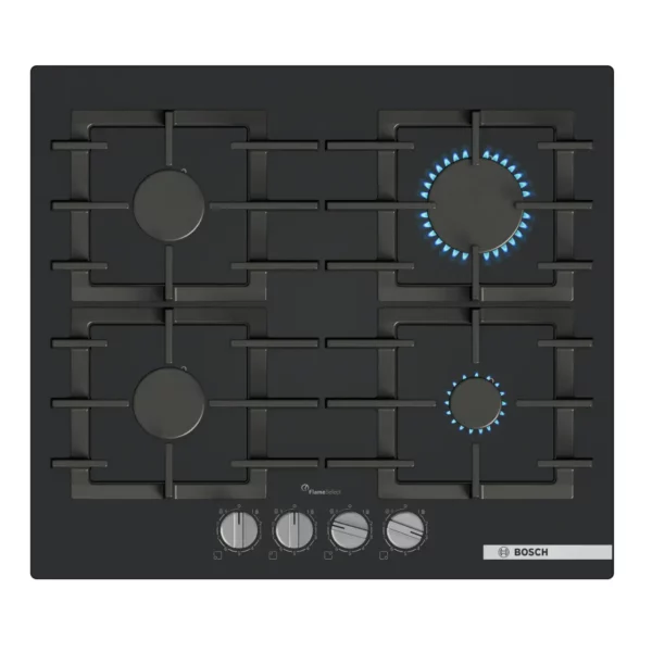 Bosch 60cm 4-Burner Gas-on-Glass Hob, Black, PPP6A6I40Z