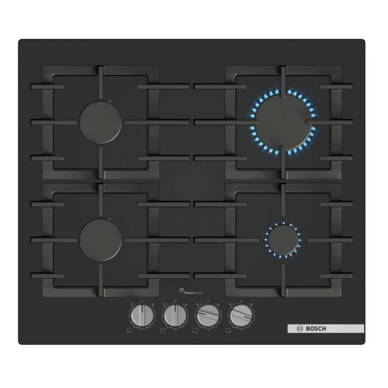 Bosch 60cm 4-Burner Gas-on-Glass Hob, Black, PPP6A6I40Z