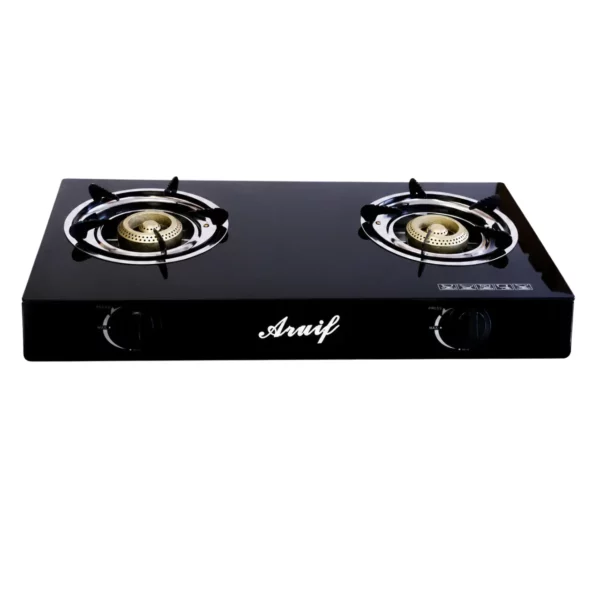 Aruif 2 Burner Gas Stove, Black Glass, RH-2002
