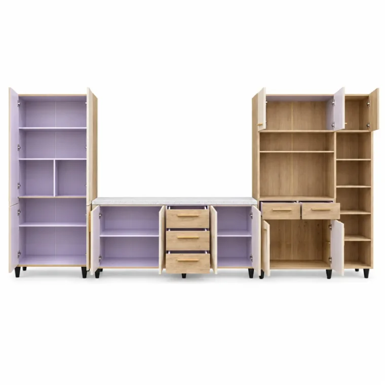 3 Piece Kitchen Set, Cream and Oak, MW823
