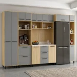 Modern Kitchen Storage Set, Grey and Oak, MW824
