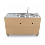 Double Bowl Kitchen Sink Cabinet with 3 Drawers – Cream & Oak