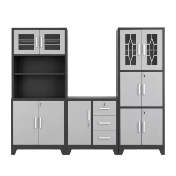 Metal 3 Piece Kitchen Scheme, Grey and Black, MW360D