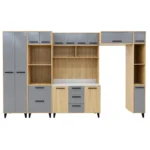Complete Kitchen Scheme, Double Door Fridge Space, Grey & Oak, MW824